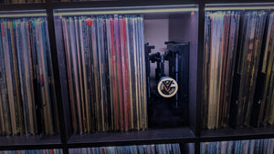 RecordStay supporting records in a cube-style shelf.