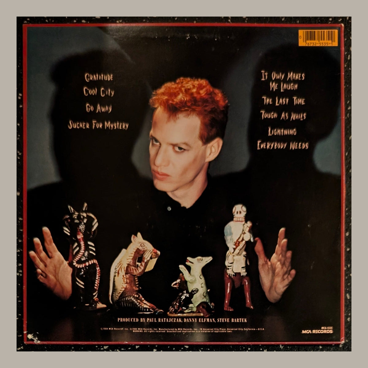 Danny Elfman - So-Lo, actual copy, back album cover, straight and centered in a matching light frame