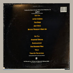 Quincy Jones - The Dude, actual copy, back album cover, straight and centered in a matching light frame