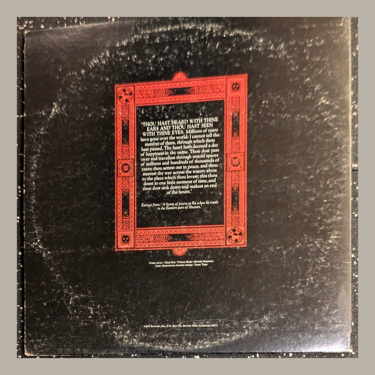 Strawbs - Grave New World, actual copy, back album cover, straight and centered in a matching light frame