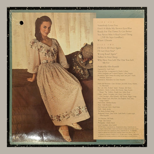 Crystal Gayle - Classic Crystal, actual copy, back album cover, straight and centered in a matching light frame