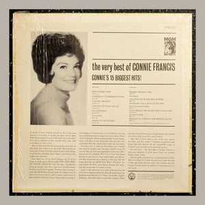 Connie Francis - The Very Best Of Connie Francis (Connie's 15 Biggest Hits), actual copy, back album cover, straight and centered in a matching light frame