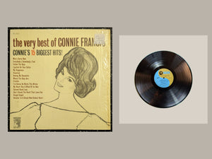 Connie Francis - The Very Best Of Connie Francis (Connie's 15 Biggest Hits), actual copy, complete cover and matching full vinyl, straight and centered in a matching light frame