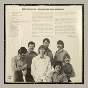 Gary Puckett & The Union Gap - Greatest Hits, actual copy, back album cover, straight and centered in a matching light frame