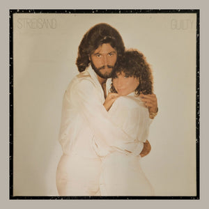 Barbra Streisand - Guilty, actual copy, front album cover, straight and centered in a matching light frame