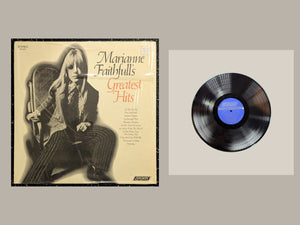 Marianne Faithfull - Marianne Faithfull's Greatest Hits, actual copy, complete cover and matching full vinyl, straight and centered in a matching light frame