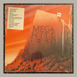 Various Artists - Mega Hits '86, actual copy, front album cover, straight and centered in a matching light frame