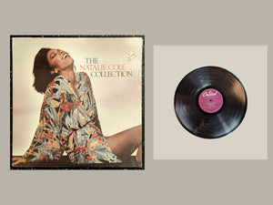 Natalie Cole - The Natalie Cole Collection, actual copy, complete cover and matching full vinyl, straight and centered in a matching light frame