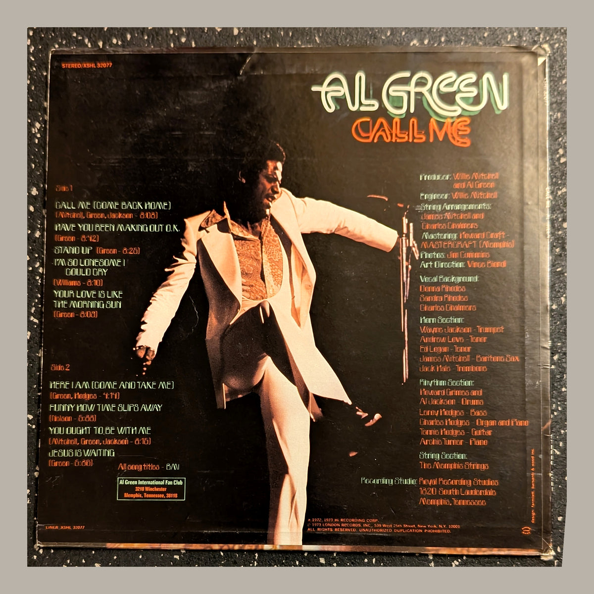 Al Green — Call Me: back of actual copy for sale