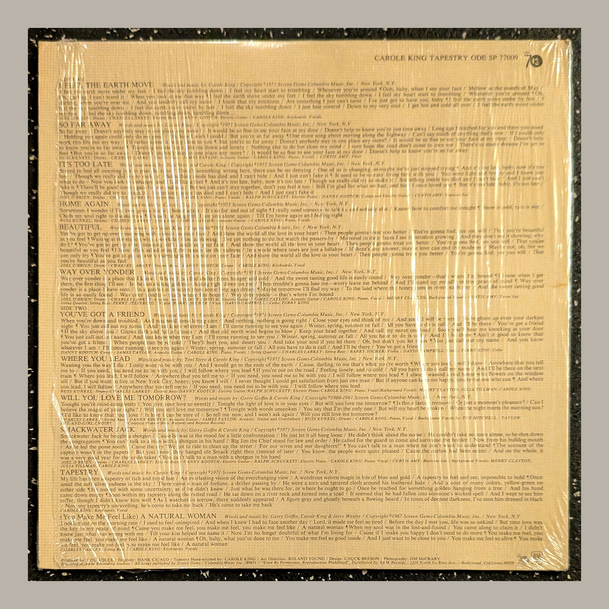 Carole King — Tapestry: back of actual copy for sale